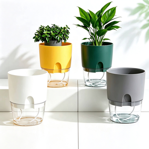 Poteaux floraux verts pour plantes, auto-arrosants, avec système de drainage, pour maison et cabane transparente - Product Image 1