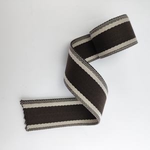 Sangle de sac en coton tissé de 50mm personnalisée en usine Sangle d'épaule à trois rayures - Product Image 5