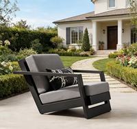 Canapé d'extérieur en teck haut de gamme, personnalisé, résistant aux intempéries, avec structure en aluminium thermolaqué, style nordique moderne, pour jardin, cour, balcon