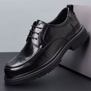 Chaussures Homme Légères 2025 – Nouveauté Automne – Chaussures Décontractées en Cuir à Semelle Épaisse Rehaussante Noires pour Hommes - Product Image 3