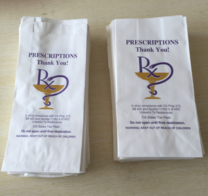 医療薬局用紙袋Rx病院処方薬クラフトホワイト包装ピンチフラットボトム - Product Image 4