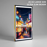 YTSF-A22 Bingkai Foto LED Lightbox Aluminium Ultra Tipis Ukuran Besar, Dioperasikan dengan Baterai, dengan Lampu Latar Kecerahan Tinggi untuk A2/A1