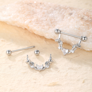 Acero quirúrgico U-Ring Style CZ Heart Dangle Nipple Barbells Chest Ring Body <span class=keywords><strong>Piercing</strong></span> Jewelry - Product Image 3