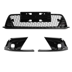 Grille inférieure de pare-chocs avant de voiture en ABS noir brillant, kits de grilles de phares antibrouillard en nid d'abeille pour Honda Civic 11e génération <span class=keywords><strong>2022</strong></span> - Product Image 1