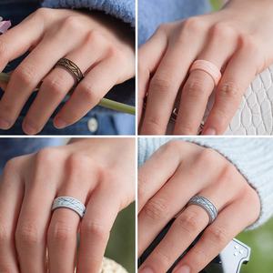 Hochwertiger Damen-Ehering aus Silikon mit geprägtem Muster - Product Image 6