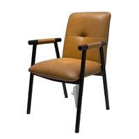 Chaise de salle à manger moderne en cuir avec dossier rembourré et assise profonde, mobilier de restaurant de qualité commerciale pour hôtel, café, bistrot