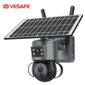VESAFE في الهواء الطلق عدسة مزدوجة الربط HD 6MP حماية أمنية قابلة للفصل بطارية كاميرا شمسية CCTV كاميرا مراقبة 4G