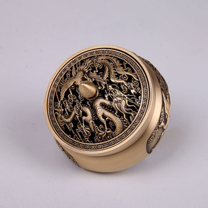 Tongpu Craftsman Pure Copper Sandalwood Incense <b>Burner</b>, Three-Legged Carved Copper Incense <b>Burner</b>, Antique Zen-Style Tea - Product Image 3