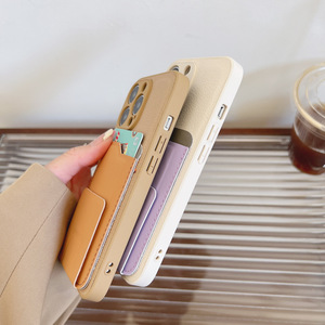 Porte-cartes multifonctionnel créatif pour IPhone 14 15Plus 12 13ProMax étui de téléphone anti-chute de couleur unie pour <span class=keywords><strong>Huawei</strong></span> P60Pro Mate60 - Product Image 4