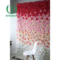 Panel Bunga Mawar Buatan 3D 5D Warna Merah Anggur, Pink, Ivory, Putih, Ukuran 8x8, untuk Dekorasi Latar Belakang Pernikahan dan Pesta