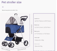 Poussette pour chien à 4 roues amovibles, roues pivotantes, absorption des chocs, transporteur pour animaux de compagnie, Cochecito, Poussette, Hundewagen