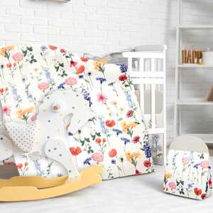 4 Piece Spring Wild Flower <b>Crib</b> Bedding Set Including Spring Wild Flower <b>Crib</b> Skirt Blanket <b>Sheet</b> and Diaper Stacker - Product Image 4