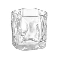 Vaso de Vidrio Nórdico Moderno con Diseño Irregular y Textura Arrugada, Transparente, Gris Ahumado, para Whisky, para Bar
