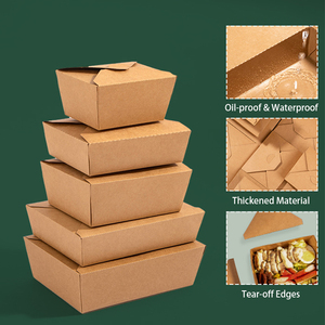 Fiambrera de <span class=keywords><strong>papel</strong></span> Kraft desechable, respetuosa con el medio ambiente, personalizable, reciclable, para llevar, <span class=keywords><strong>contenedor</strong></span> de alimentos para microondas para cajas - Product Image 1