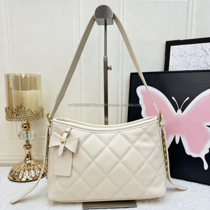 Bolso Blanco Elegante con Lazo y Logotipo Personalizado, Bolso de Hombro de Cuero de Lujo para Mujer y Niña, Precios Bajos - Product Image 1