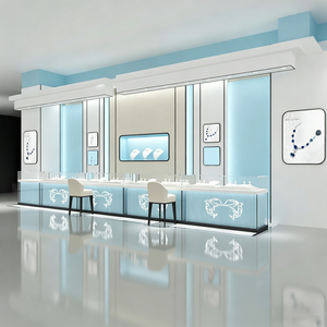 Présentoir de bijouterie minimaliste beige <span class=keywords><strong>avec</strong></span> comptoir incurvé <span class=keywords><strong>avec</strong></span> vitrine centrale, solutions d'affichage au détail - Product Image 2