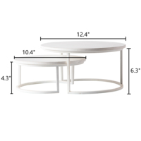 Décor de ferme fait à la main ornements de mariage nordique personnalisés Table d'appoint en bois rond blanc Table basse gigogne en bois rustique ensemble de 2
