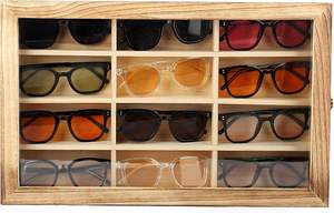 JUNJI 19x12 pollici legno <span class=keywords><strong>occhiali</strong></span> <span class=keywords><strong>da</strong></span> sole Organizer grandi bicchieri di stoccaggio a parete 12 slot <span class=keywords><strong>occhiali</strong></span> <span class=keywords><strong>da</strong></span> <span class=keywords><strong>vista</strong></span> artigianato in legno segni di parete - Product Image 2