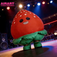 Costume gonflable de fruit dansant avec souffleur, costume de fraise gonflable pour spectacle de scène, ballon figurine de dessin animé