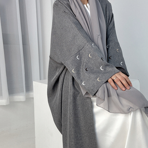 Nuovi Modelli di <span class=keywords><strong>Abaya</strong></span> 2026, Abbigliamento Islamico, <span class=keywords><strong>Abaya</strong></span> da <span class=keywords><strong>Donna</strong></span>, Cardigan Kimono, Vestiti per Donne Musulmane, <span class=keywords><strong>Abaya</strong></span> in Lino con Ricamo Luna per EID - Product Image 5