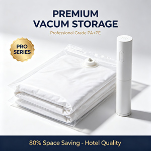 Ensemble de sacs de rangement sous vide portables pour vêtements, organisateur de vêtements PA PE pour la maison, le placard et les voyages - Product Image 1