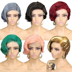 $20 Promotion Letsfly New Glueless 5x5 C-Type <b>Lace</b> Closure Pixie <b>Wigs</b> Short Curly Bob 100% Human Hair <b>Wig</b> For Black Woman - Product Image 1