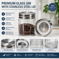 Couvercle de bocal en acier inoxydable 304 de qualité alimentaire 60 mm, sans BPA, réutilisable, à ouverture facile, pour récipients alimentaires en verre, sans BPA, OEM ODM