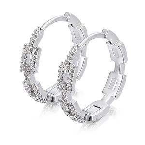 ファッション18K金メッキのヒップホップロックイヤリング、キューバのチェーン形状のジルコンダイヤモンド、ユニセックスリンクイヤリング。 - Product Image 2