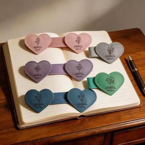 Magnetic Heart <b>Bookmark</b> Custom Engraved <b>Leather</b> Reusable Cute Style Secure <b>Bookmarks</b> Name Birthday Gift Bookworms - Product Image 2