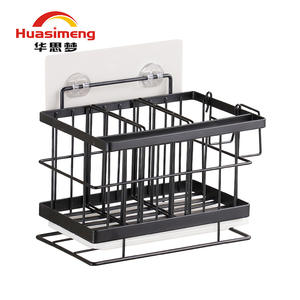 Huasimeng Panier égouttoir carré en acier inoxydable, taille L, support de rangement mural double usage pour cuisine et torchons - Product Image 2