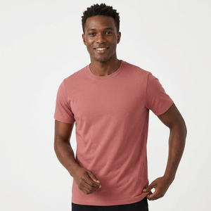 T-shirt en coton pour homme, coupe classique, couleur unie, col rond, manches courtes, jersey décontracté, tricoté - Product Image 1