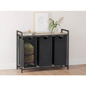 Giỏ đựng đồ giặt bằng kim loại chống thấm nước, khuyến mãi nóng, có ngăn chứa đồ giặt, kèm 3 túi phân loại đồ giặt có thể tháo rời và kệ trên cùng - Product Image 6