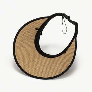 Chapeau de soleil pliable en paille naturelle pour femme, visière creuse, idéal pour le cyclisme en extérieur, vente en gros d'usine - Product Image 3