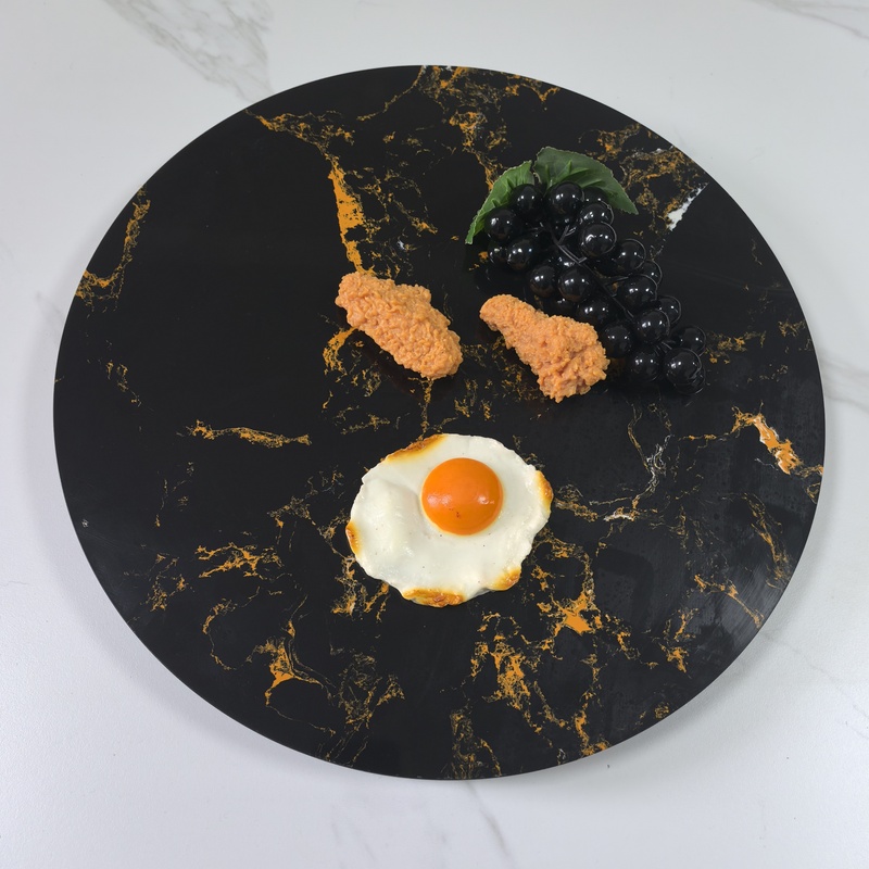 Black gold marble turntable rotating dinner