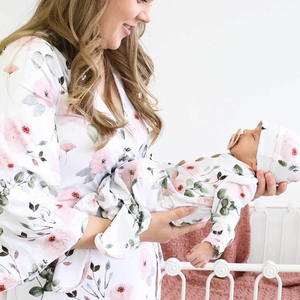 <span class=keywords><strong>Bata</strong></span> de <span class=keywords><strong>maternidad</strong></span> de lactancia de bambú orgánico y pijama a juego para bebés <span class=keywords><strong>bata</strong></span> de <span class=keywords><strong>maternidad</strong></span> y Manta envolvente para bebés a juego mamá y yo - Product Image 2