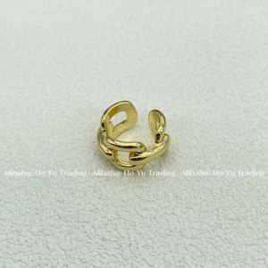 2024 트렌디 한 인 골드 도금 사용자 정의 커플 링 세트 결혼식 파티 도매 대량 남성과 여성을 위해 조정 가능 - Product Image 3