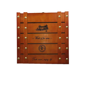 Caja de regalo de madera para cuatro botellas, rectangular, hecha a mano, caja de almacenamiento, regalo artesanal - Product Image 5
