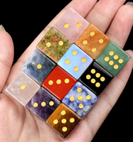 Ensemble de dés en cristal naturel D6/D20, pierres précieuses mélangées, écologiques, durables, points dorés, jeu de société, RPG, cadeau