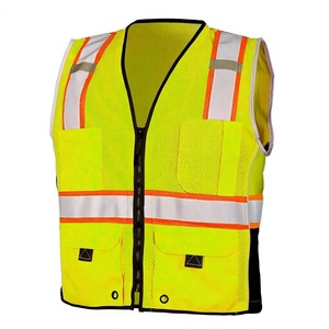Gilet de travail personnalisé, gilet de sécurité haute visibilité jaune, vêtements de travail en maille réfléchissante avec poches et fermeture éclair - Product Image 4