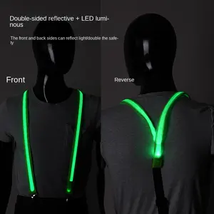 Ceinture à bretelles de mode led en gros d'usine pour la fête la nuit Bretelles à led en tissu élastique coloré pour hommes pour femmes