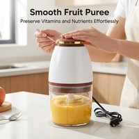 Mini robot culinaire électrique 300W, bol transparent sans BPA de 700 ml, commande à une touche, lame en acier inoxydable, hachoir à viande portable