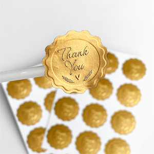 Etiquetas Adhesivas con Logotipo en Relieve 3D con Lámina Dorada para Cajas de Productos, Diseño Personalizado <span class=keywords><strong>a</strong></span> Precio de Fábrica, con Mensaje de Agradecimiento - Product Image 2