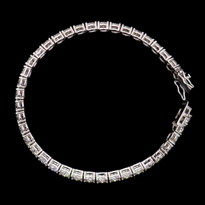 Fine Jewelry 925 Silver Rhodium Plated GRA Brilliant Cut D Color VVS Moissanite Trendy Party Tennis <b>Bracelet</b> Women Engagement - Product Image 3