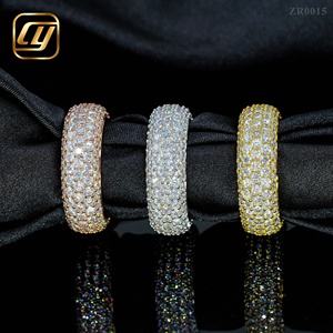 Anillo Ancho de Lujo con Micro Pavé de Diamantes Cultivados en Laboratorio, Plata de Ley 925, 5 Tonos, Apilable, Joyería de Boda para Mujer - Product Image 4