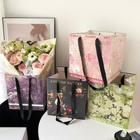 Vintage bloemenprint bloemen cadeau handtas aangepaste logo kraft papieren tas Moederdag 520 Valentijnsdag boeket verpakking groothandel