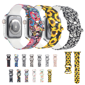 Bracelet en silicone pour montre <span class=keywords><strong>apple</strong></span>, boucle papillon imprimée, 38 40 41 42 44 45mm, nouvelle collection, vente en gros - Product Image 1