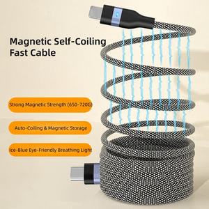 Cable <span class=keywords><strong>USB</strong></span> 3.0 Tipo-C a Tipo-C de Carga Rápida PD120W 65W 27W, con Núcleo de Cobre Puro, Trenzado Magnético y LED para iPhone 17/16/15 y Samsung - Product Image 5