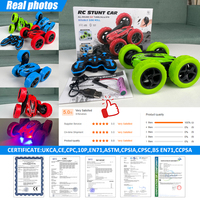 Voiture RC haute vitesse 2,4 GHz, voitures RC à 360 degrés avec éclairage des roues, rapides et capables de faire des retournements, voitures RC acrobatiques 4 roues motrices double face