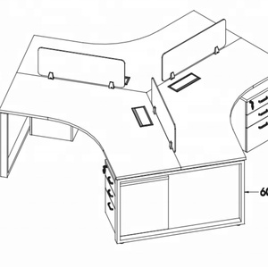 Modern 120 <b>Degree</b> Office Workstation Cubicle, Office Cubicle Workstation Partition - Product Image 4