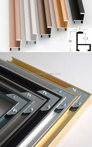 Cadre en alliage d'aluminium en métal argenté en gros de haute qualité cadre en toile tendue carrée moderne <span class=keywords><strong>pour</strong></span> peinture à l'huile d'impression numérique - Product Image 5